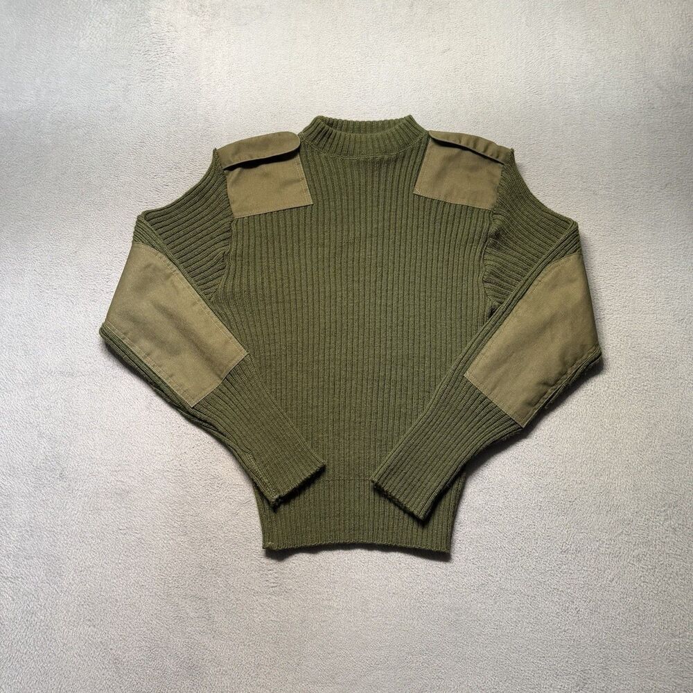 DSCP US Military Commando Sweater Mens Size 36 100% Wool Olive Green Mitts Nitts